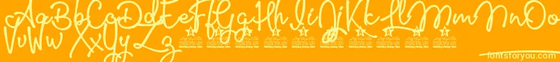 Шрифт Glamour Girls Personal Use – жёлтые шрифты на оранжевом фоне
