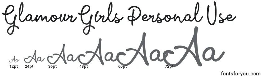 Glamour Girls Personal Use Font Sizes