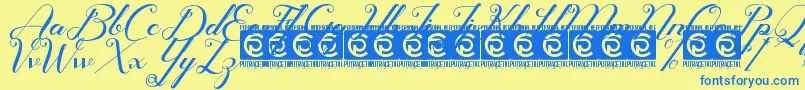 Glamoury Free Font – Blue Fonts on Yellow Background