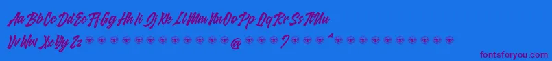 glarious-Schriftart – Violette Schriften auf blauem Hintergrund