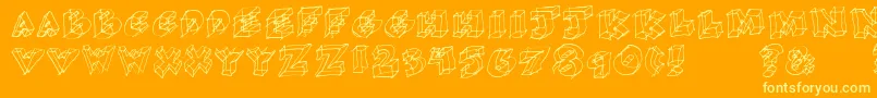 Glass-Schriftart – Gelbe Schriften auf orangefarbenem Hintergrund