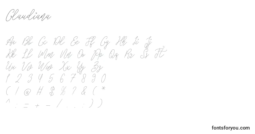 Шрифт Glaudiana – алфавит, цифры, специальные символы