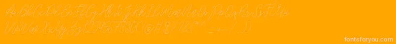 Glaudiana-Schriftart – Rosa Schriften auf orangefarbenem Hintergrund