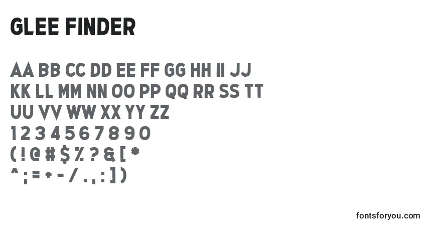 Czcionka Glee Finder – alfabet, cyfry, specjalne znaki