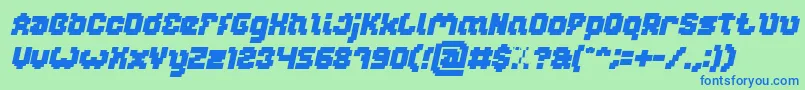 フォントGLITCH Bold Italic – 青い文字は緑の背景です。