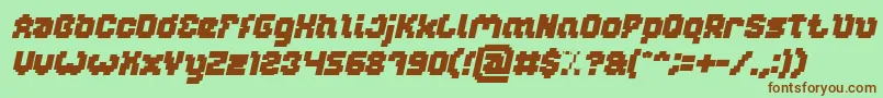 Fonte GLITCH Bold Italic – fontes marrons em um fundo verde