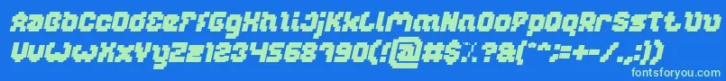 Fonte GLITCH Bold Italic – fontes verdes em um fundo azul