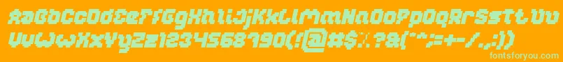 GLITCH Bold Italic-Schriftart – Grüne Schriften auf orangefarbenem Hintergrund