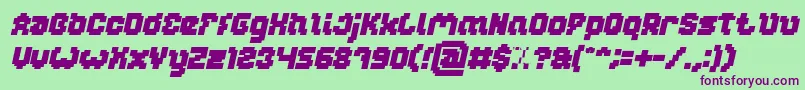 GLITCH Bold Italic Font – Purple Fonts on Green Background