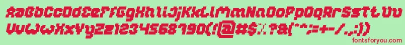 Fonte GLITCH Bold Italic – fontes vermelhas em um fundo verde