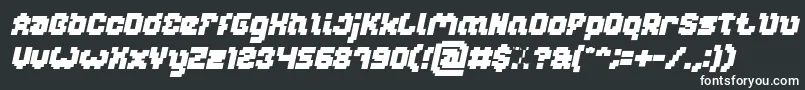 GLITCH Bold Italic-fontti – valkoiset fontit mustalla taustalla