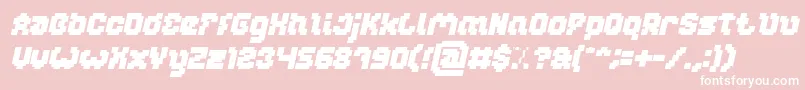 Czcionka GLITCH Bold Italic – białe czcionki na różowym tle