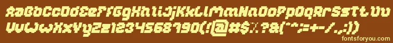 GLITCH Bold Italic-fontti – keltaiset fontit ruskealla taustalla