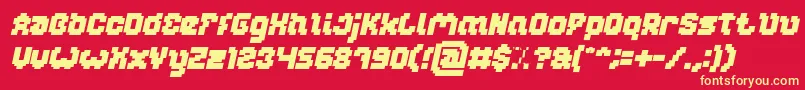 Fonte GLITCH Bold Italic – fontes amarelas em um fundo vermelho