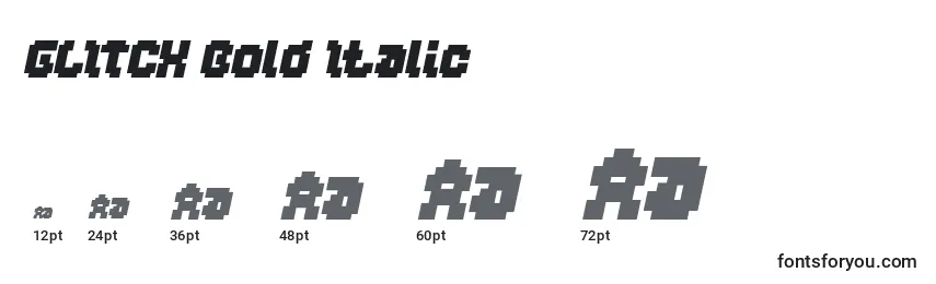 Rozmiary czcionki GLITCH Bold Italic