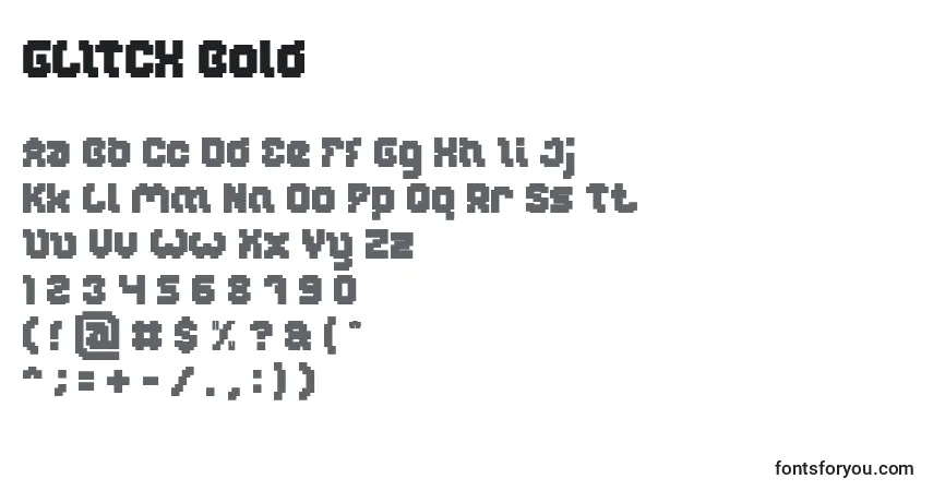 Czcionka GLITCH Bold – alfabet, cyfry, specjalne znaki