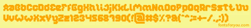 GLITCH Bold-Schriftart – Orangefarbene Schriften auf gelbem Hintergrund