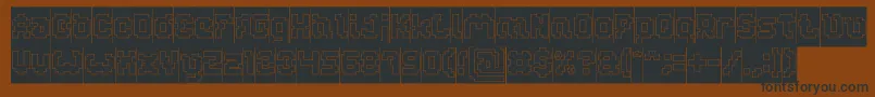 Fonte GLITCH Hollow Inverse – fontes pretas em um fundo marrom