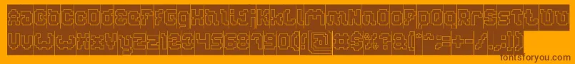 GLITCH Hollow Inverse Font – Brown Fonts on Orange Background