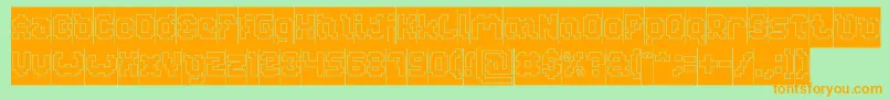 GLITCH Hollow Inverse Font – Orange Fonts on Green Background