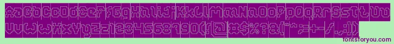 More about GLITCH Hollow Inverse Font GLITCH Hollow Inverse Font – Purple Fonts on Green Background