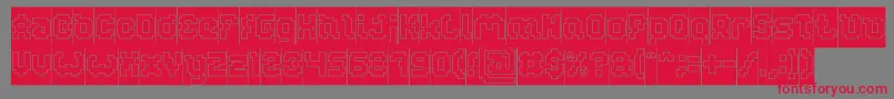 Czcionka GLITCH Hollow Inverse – czerwone czcionki na szarym tle