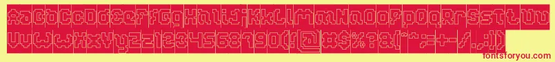 Więcej informacji o czcionce GLITCH Hollow Inverse Czcionka GLITCH Hollow Inverse – czerwone czcionki na żółtym tle
