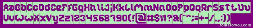 GLITCH Inverse-Schriftart – Grüne Schriften auf violettem Hintergrund