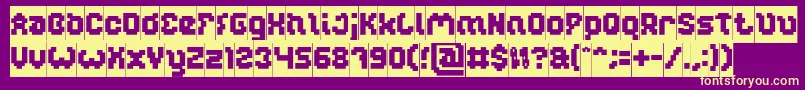 Fonte GLITCH Inverse – fontes amarelas em um fundo roxo