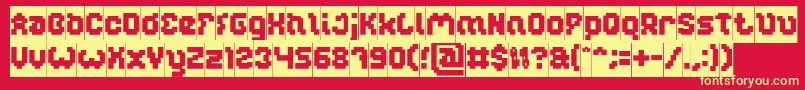 GLITCH Inverse-Schriftart – Gelbe Schriften auf rotem Hintergrund