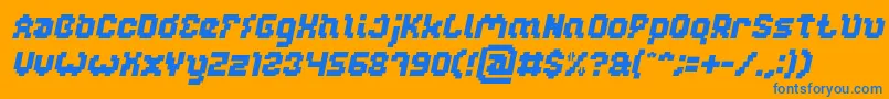 Fonte GLITCH Italic – fontes azuis em um fundo laranja