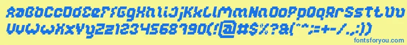 GLITCH Italic Font – Blue Fonts on Yellow Background