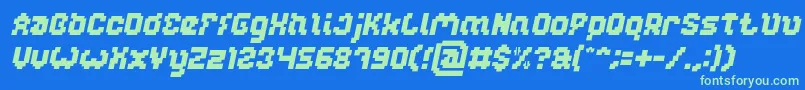 Fonte GLITCH Italic – fontes verdes em um fundo azul