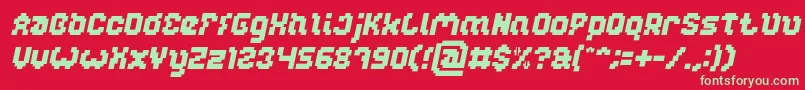 Fonte GLITCH Italic – fontes verdes em um fundo vermelho