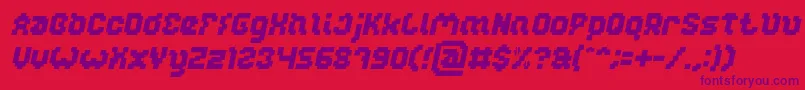 GLITCH Italic-fontti – violetit fontit punaisella taustalla