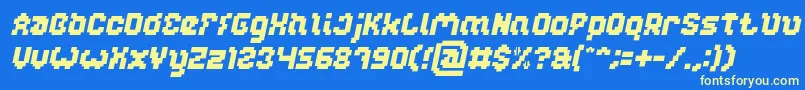 GLITCH Italic Font – Yellow Fonts on Blue Background