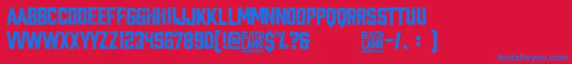 フォントGlitchland – 赤い背景に青い文字