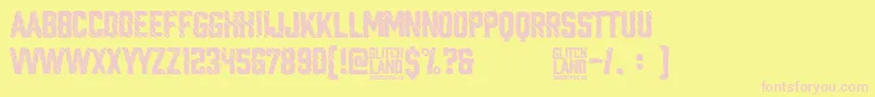 Glitchland Font – Pink Fonts on Yellow Background