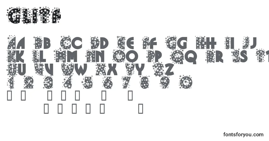 Шрифт GLITF    (128041) – алфавит, цифры, специальные символы