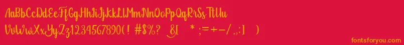 フォントGlitter Free – 赤い背景にオレンジの文字