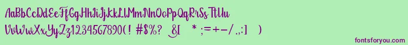 Glitter Free Font – Purple Fonts on Green Background