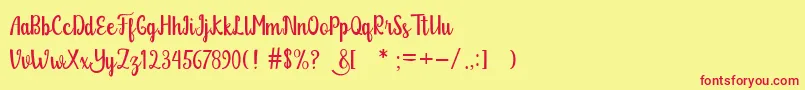 Glitter Free-fontti – punaiset fontit keltaisella taustalla