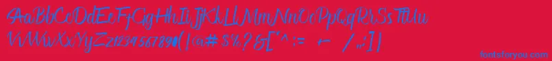 フォントGlitter Script – 赤い背景に青い文字