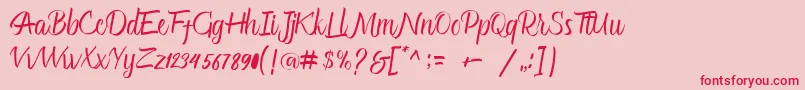 Glitter Script Font – Red Fonts on Pink Background