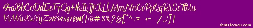 Glitter Script Font – Yellow Fonts on Purple Background