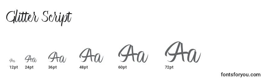 Glitter Script Font Sizes
