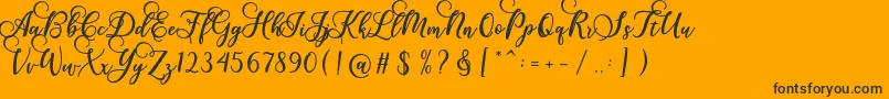 Gloretha Script-Schriftart – Schwarze Schriften auf orangefarbenem Hintergrund