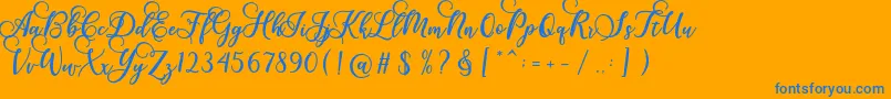 Gloretha Script-fontti – siniset fontit oranssilla taustalla