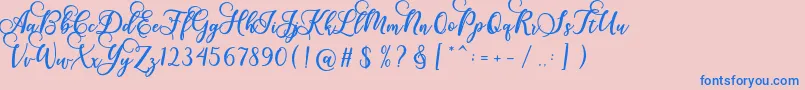 Gloretha Script-Schriftart – Blaue Schriften auf rosa Hintergrund