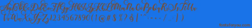 Fonte Gloretha Script – fontes marrons em um fundo azul